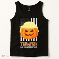 Make Halloween Great Again Trumpkin USA Flag Tank Top thumb 2