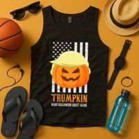 Make Halloween Great Again Trumpkin USA Flag Tank Top thumb 4