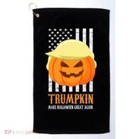 Make Halloween Great Again Trumpkin USA Flag Golf Towel thumb 0