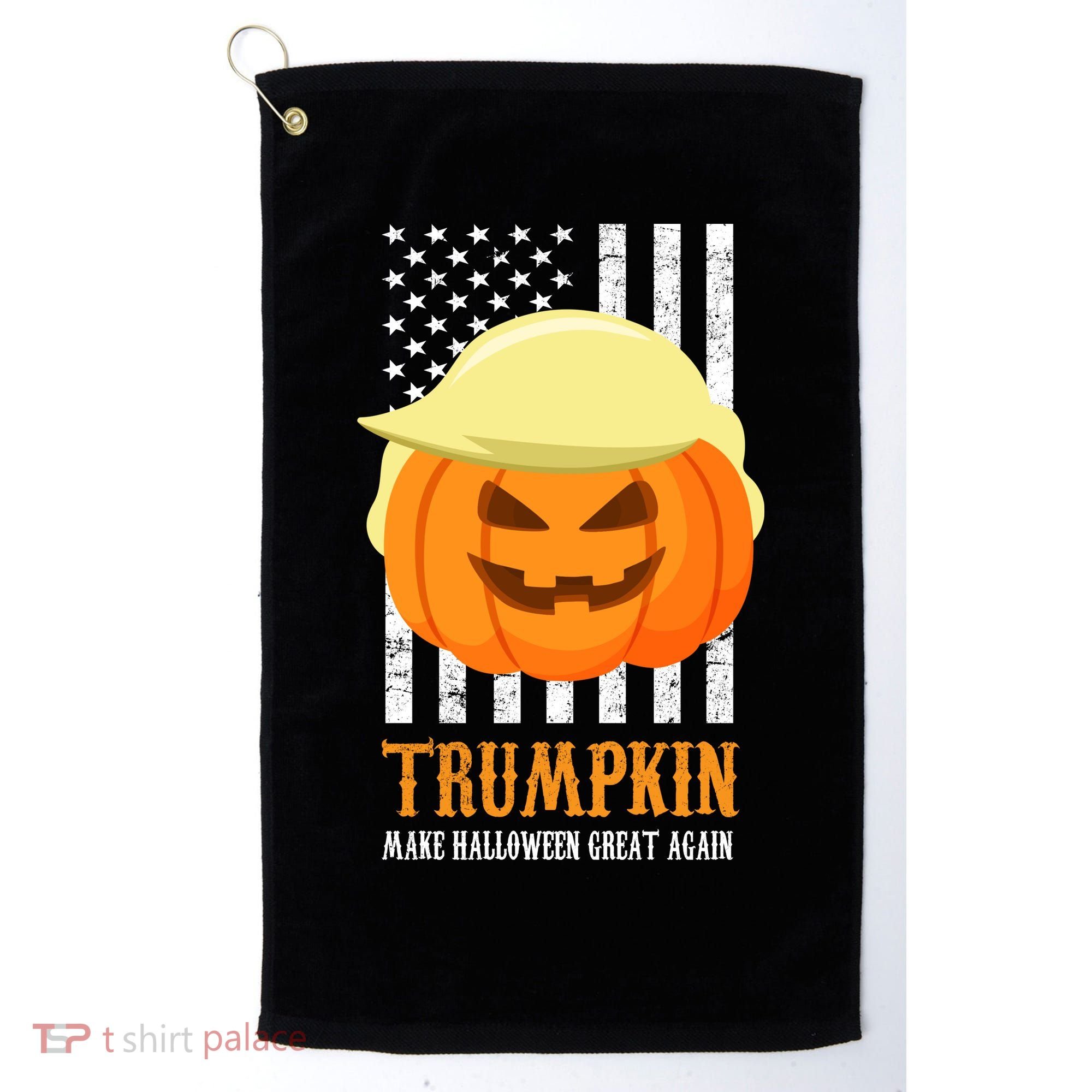 Make Halloween Great Again Trumpkin USA Flag Golf Towel