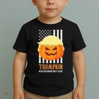 Make Halloween Great Again Trumpkin USA Flag Toddler T-Shirt thumb 2