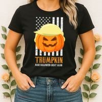 Make Halloween Great Again Trumpkin USA Flag Women's T-Shirt thumb 2