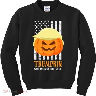 Make Halloween Great Again Trumpkin USA Flag Kids Sweatshirt