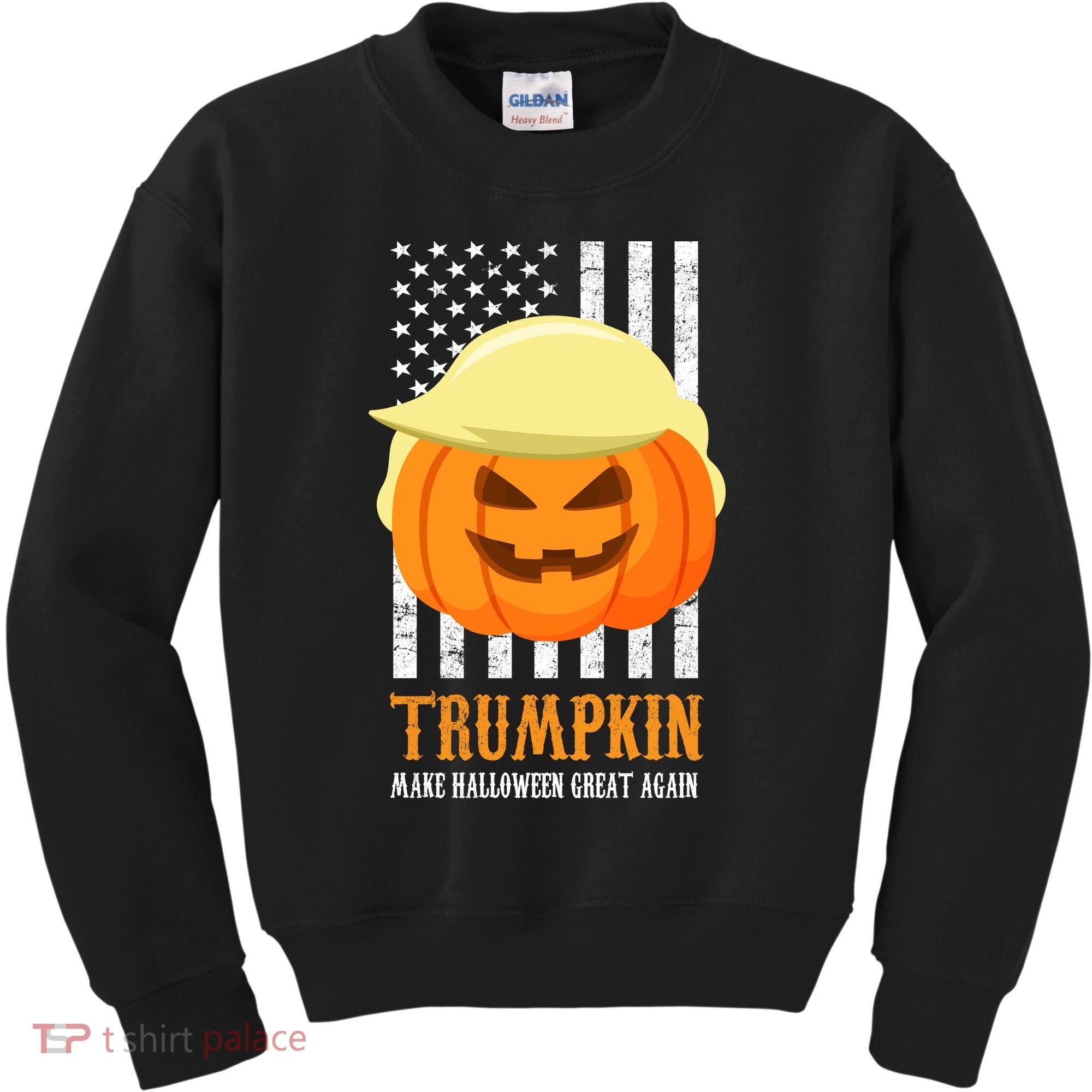 Make Halloween Great Again Trumpkin USA Flag Kids Sweatshirt
