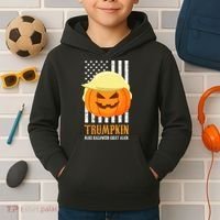 Make Halloween Great Again Trumpkin USA Flag Kids Hoodie thumb 2