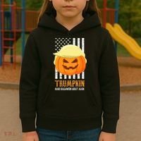 Make Halloween Great Again Trumpkin USA Flag Kids Hoodie thumb 3