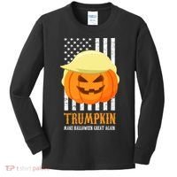 Make Halloween Great Again Trumpkin USA Flag Kids Long Sleeve Shirt thumb 0