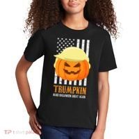 Make Halloween Great Again Trumpkin USA Flag Kids T-Shirt thumb 2