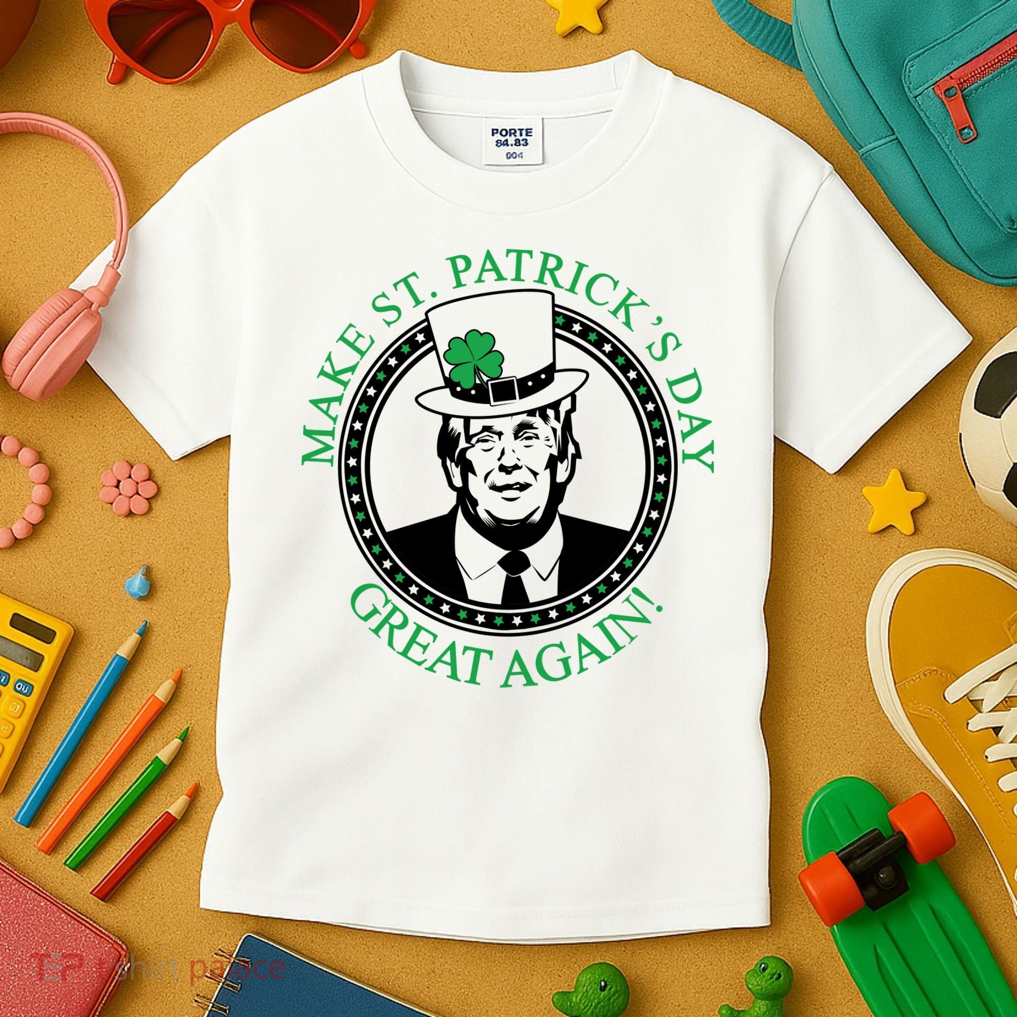 Make St. Patrick's Day Great Again Donald Trump Kids T-Shirt