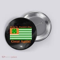 Make St. Patrick's Day Great Again! Irish America USA Clover Flag Button thumb 0