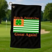 Make St. Patrick's Day Great Again! Irish America USA Clover Flag Golf Towel thumb 1
