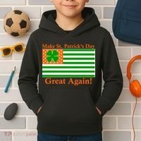 Make St. Patrick's Day Great Again! Irish America USA Clover Flag Kids Hoodie thumb 2