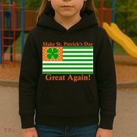 Make St. Patrick's Day Great Again! Irish America USA Clover Flag Kids Hoodie thumb 3