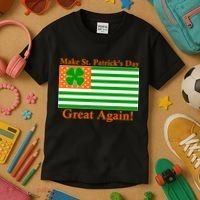 Make St. Patrick's Day Great Again! Irish America USA Clover Flag Kids T-Shirt thumb 3