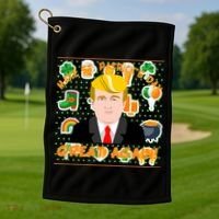 Make St. Patrick's Day Great Again President Donald Trump Golf Towel thumb 1