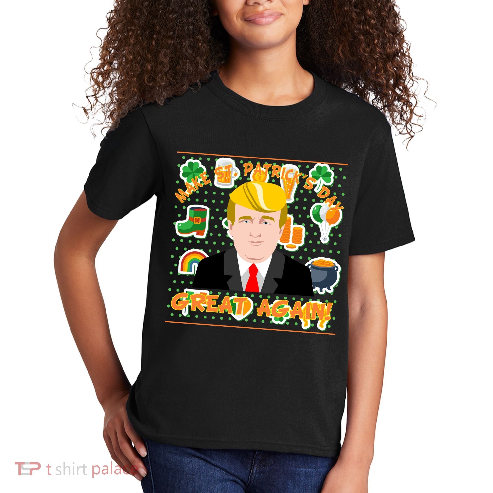 Make St. Patrick's Day Great Again President Donald Trump Kids T-Shirt