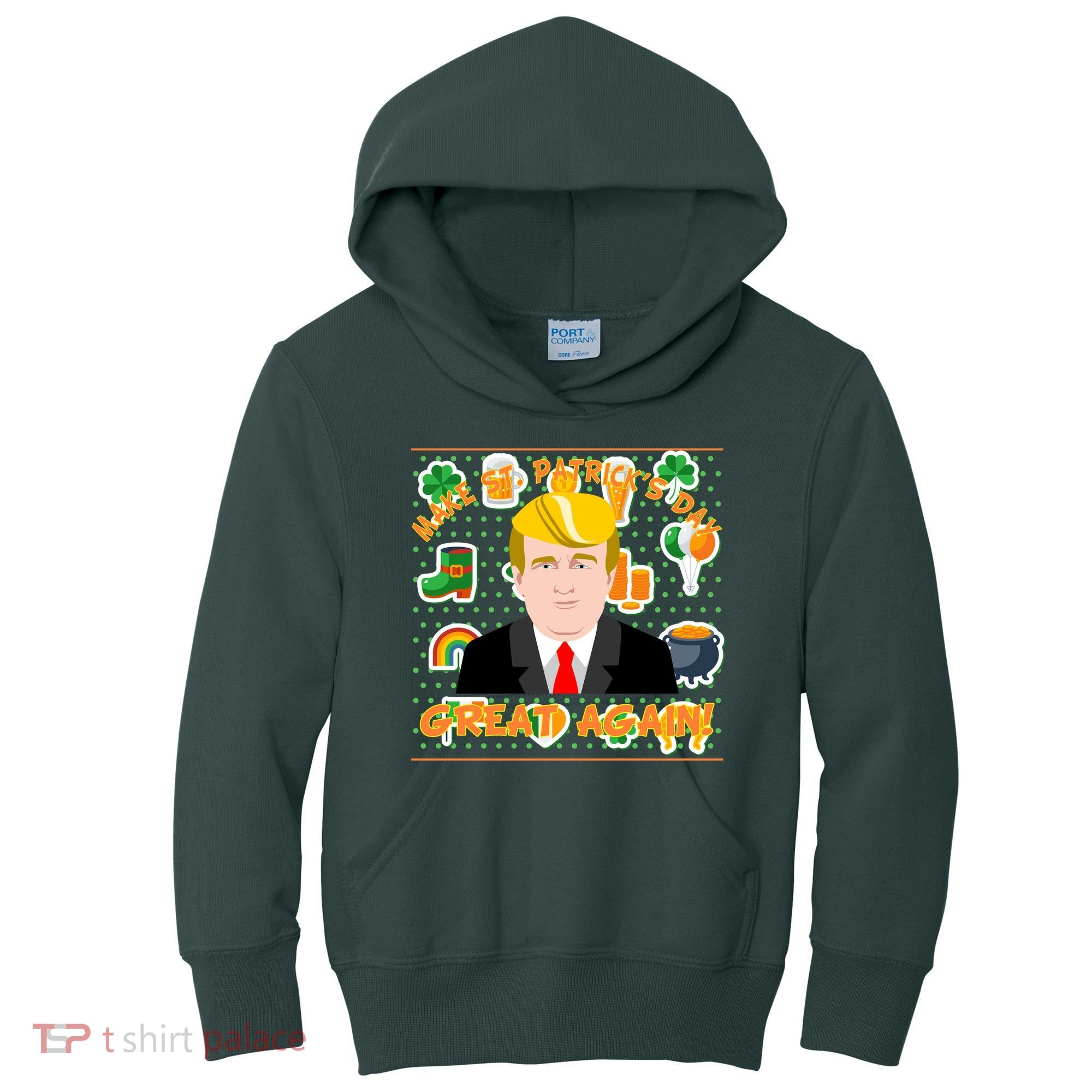 Make St. Patrick's Day Great Again President Donald Trump Kids Hoodie