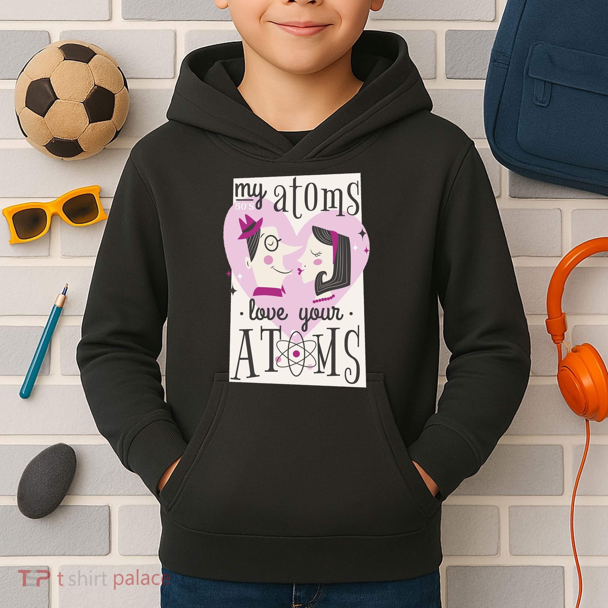 My Atoms Love Your Atoms Science Couple Kids Hoodie