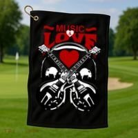 Music And Love Guitars Golf Towel thumb 1