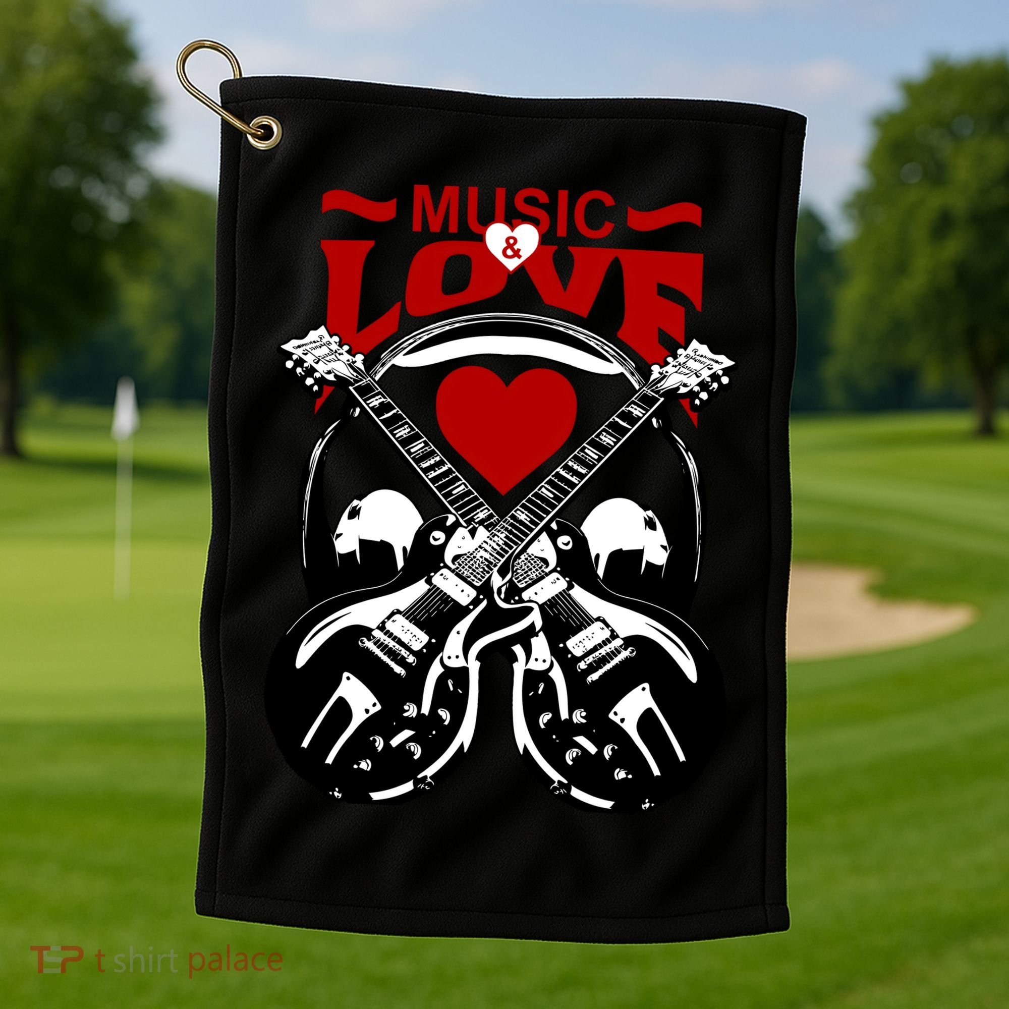 Music And Love Guitars Golf Towel