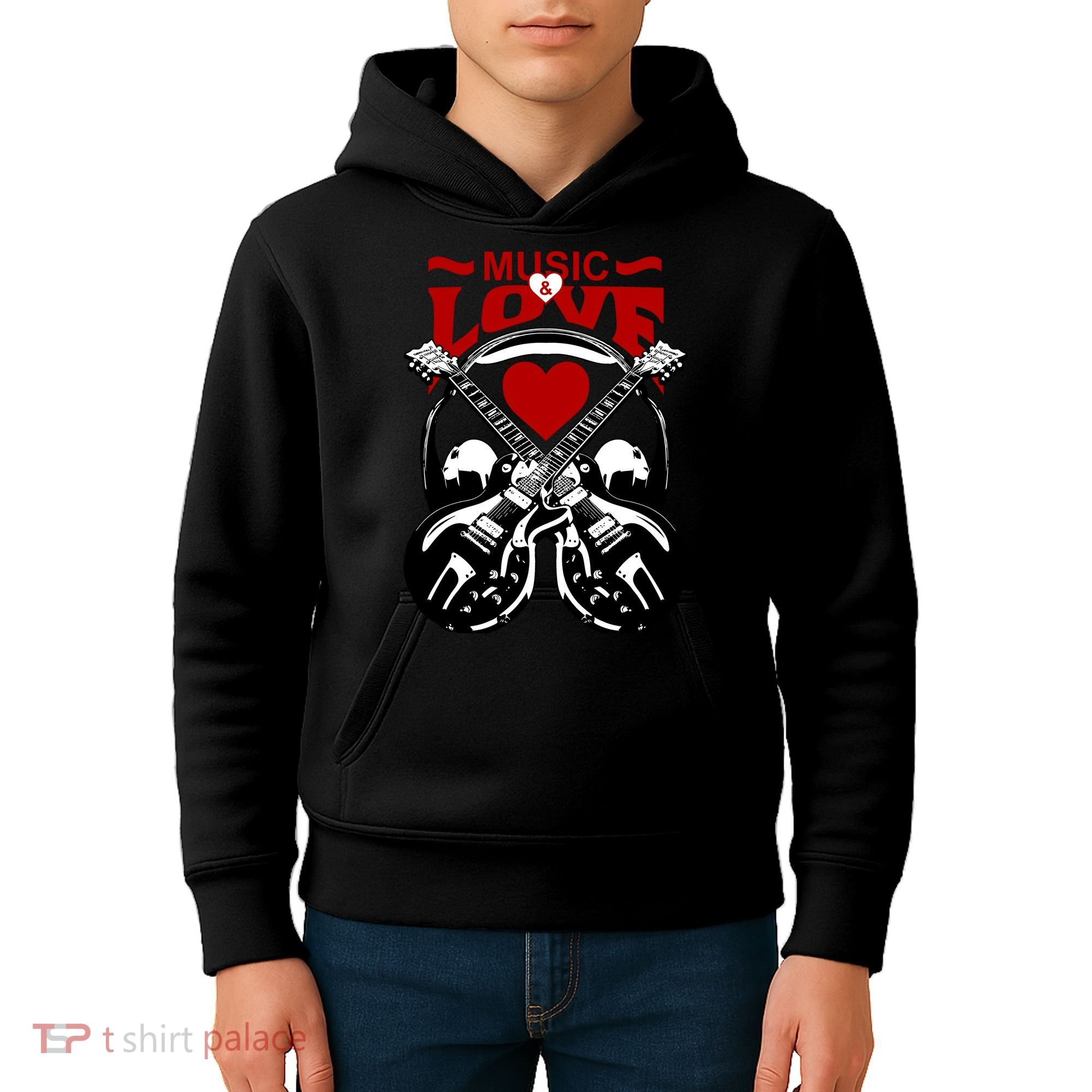 Music And Love Guitars Kids Hoodie