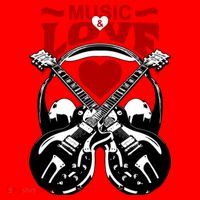 Music And Love Guitars Santa Hat thumb 1