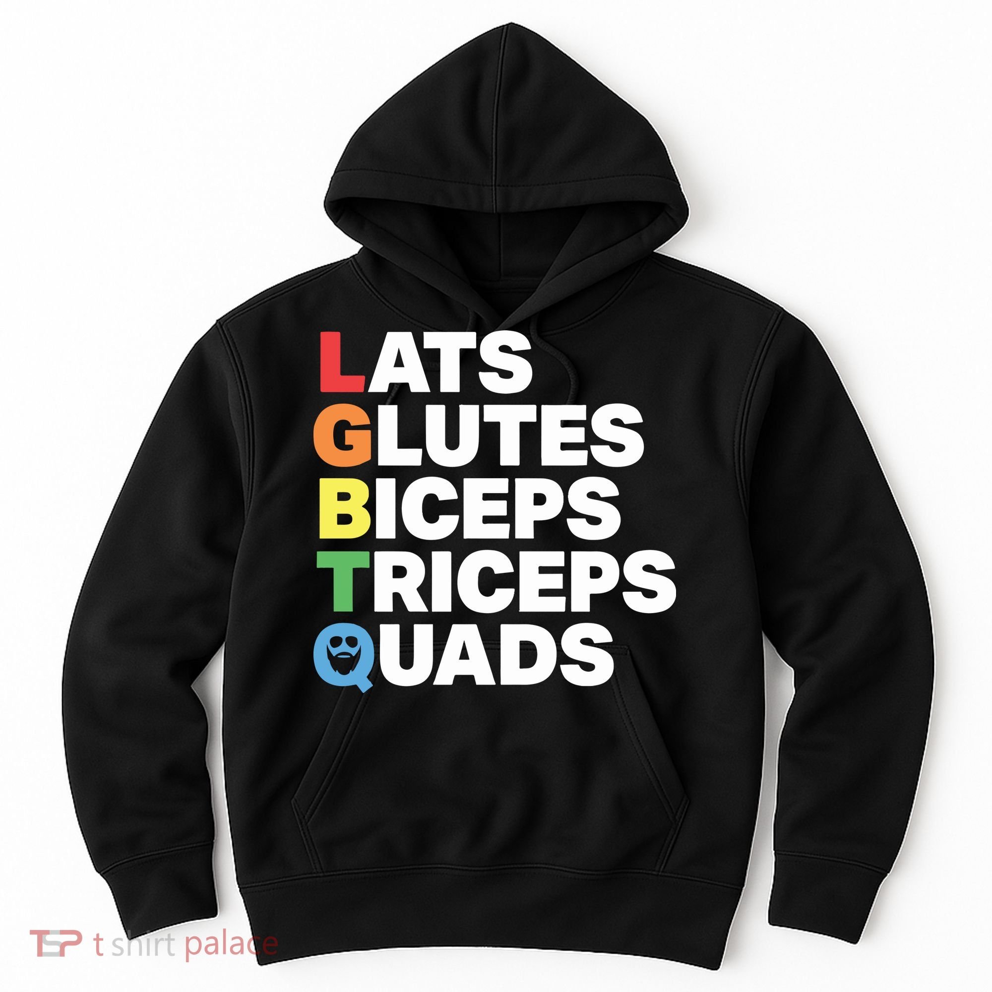 Muscle Alphabet Lats Glutes Biceps Triceps Quads Lgbtq Hoodie