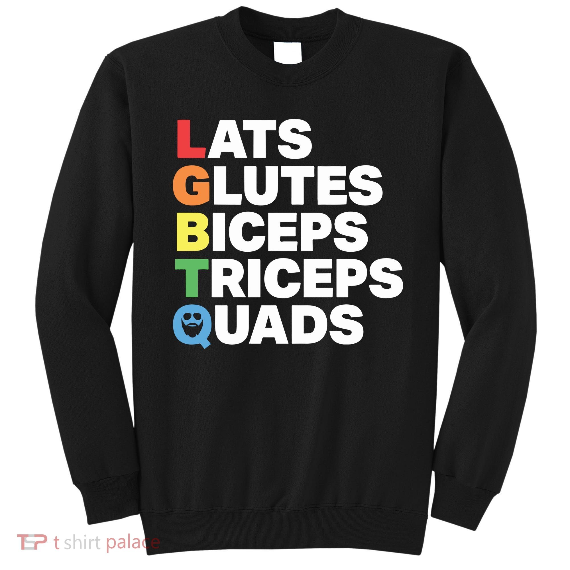 Muscle Alphabet Lats Glutes Biceps Triceps Quads Lgbtq Sweatshirt