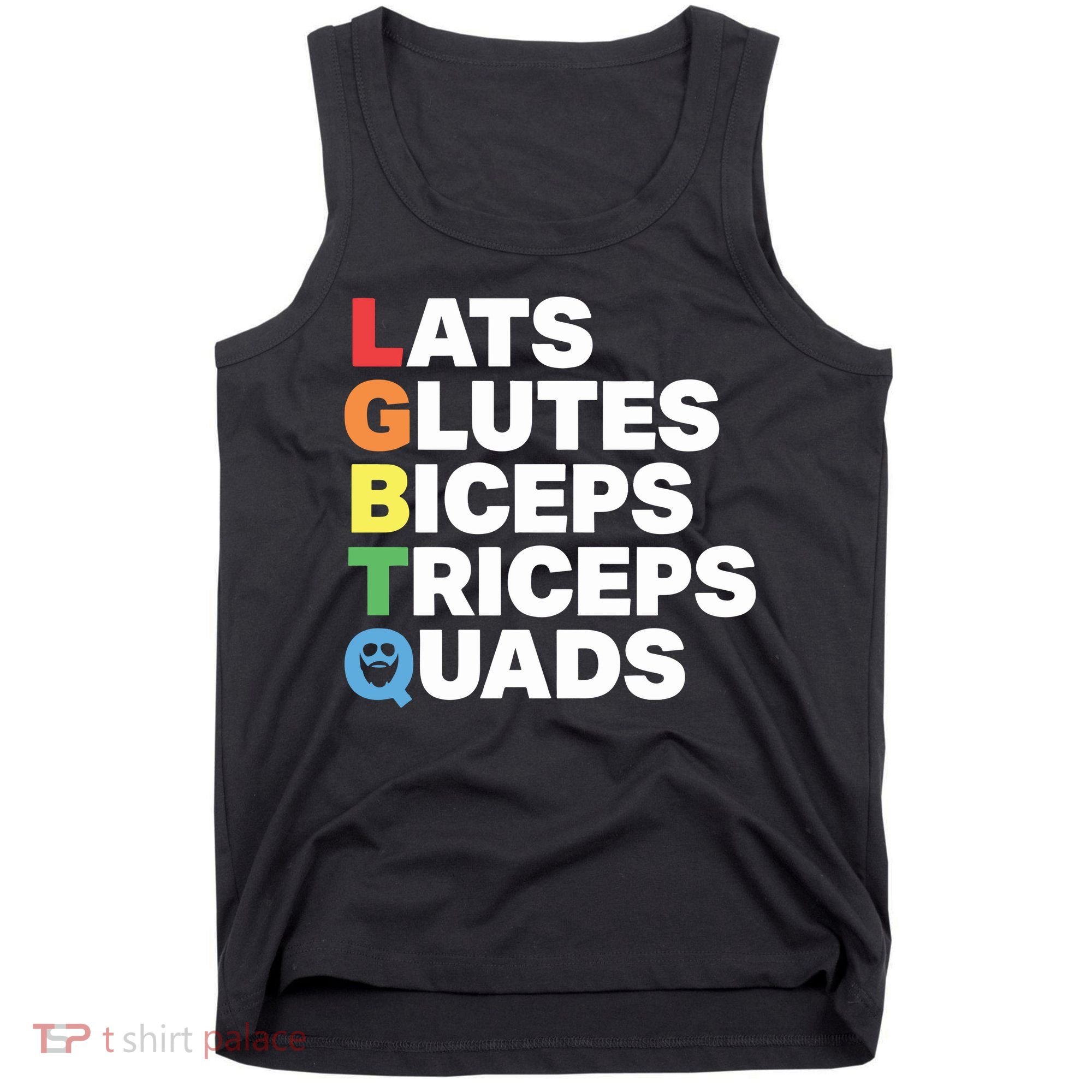 Muscle Alphabet Lats Glutes Biceps Triceps Quads Lgbtq Tank Top