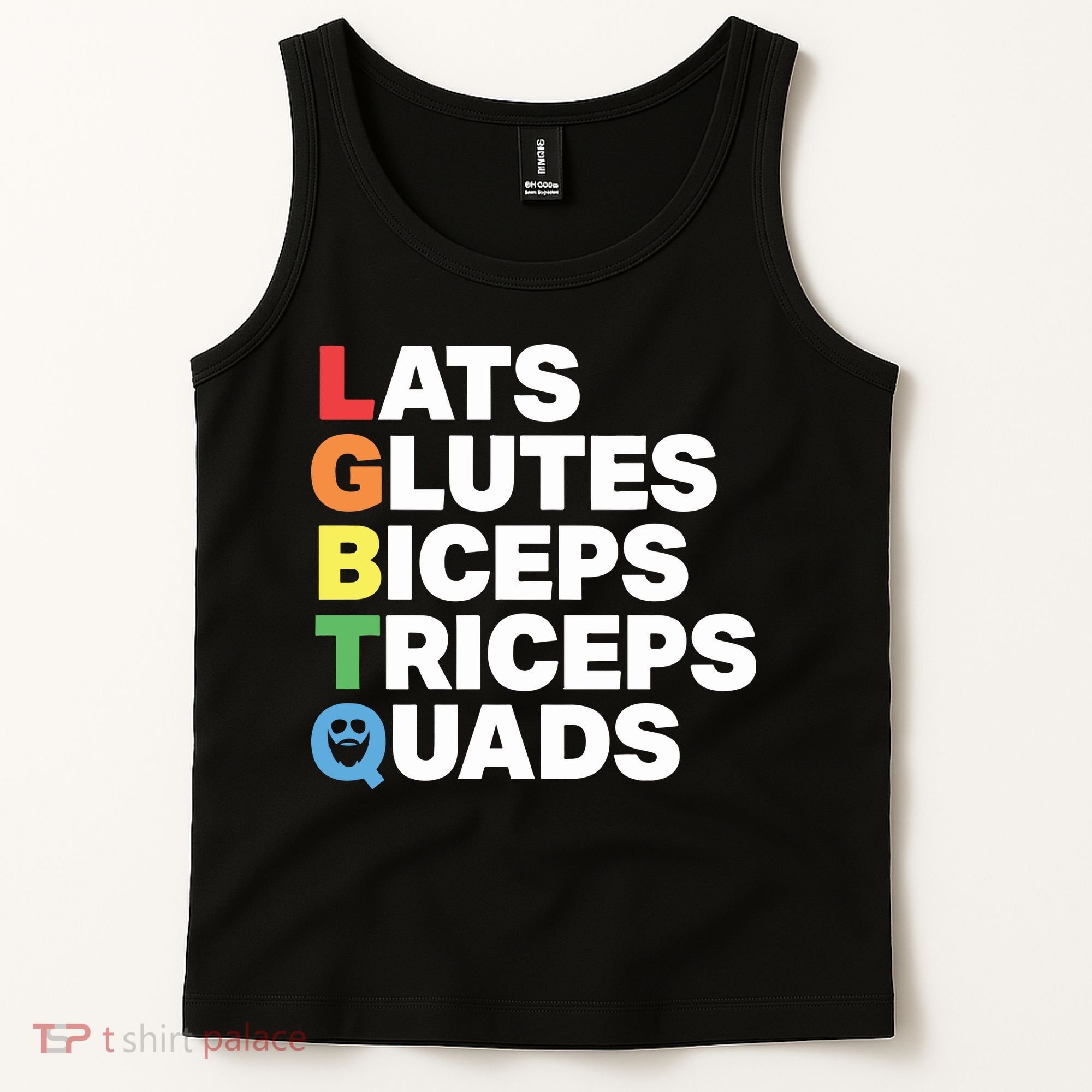 Muscle Alphabet Lats Glutes Biceps Triceps Quads Lgbtq Tank Top