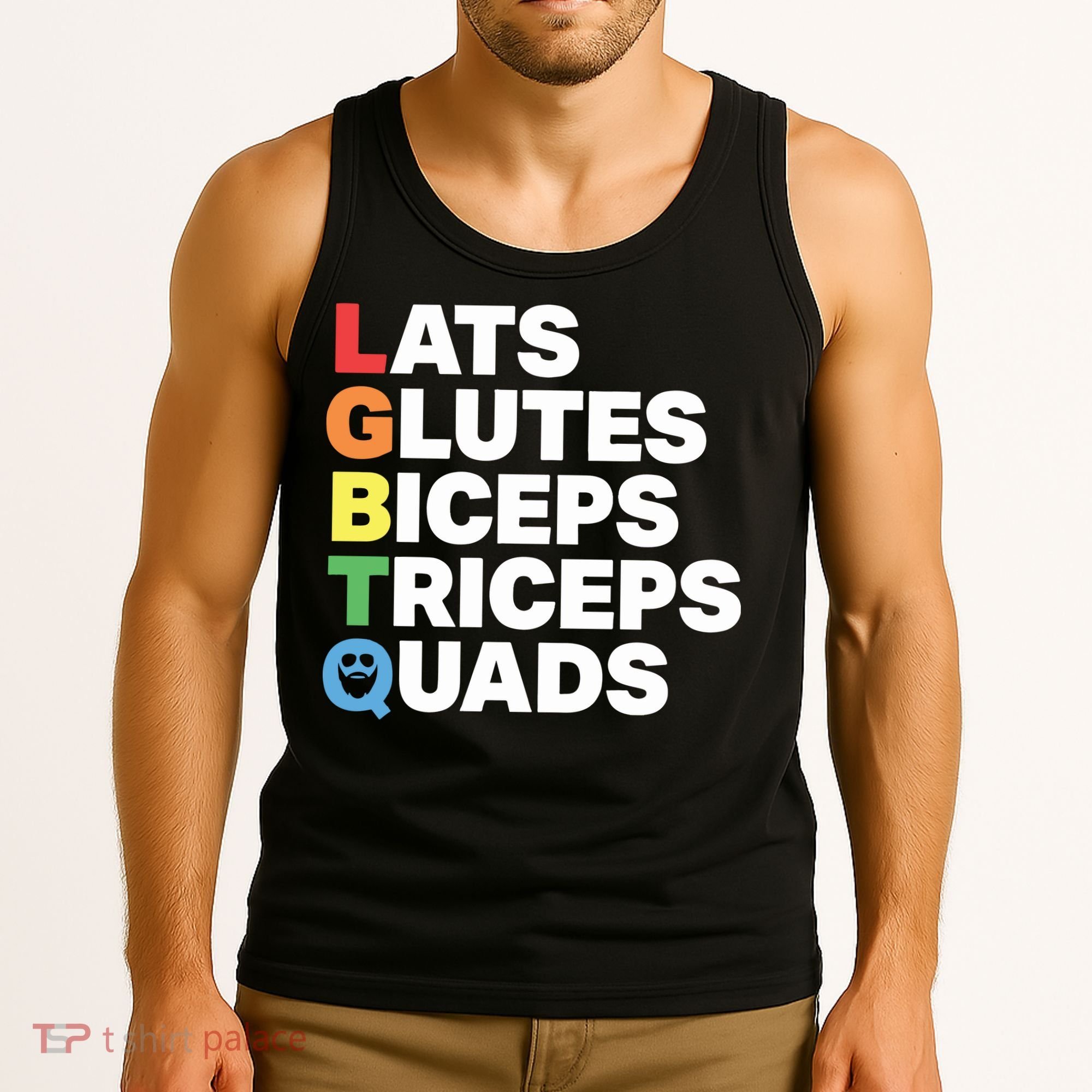 Muscle Alphabet Lats Glutes Biceps Triceps Quads Lgbtq Tank Top