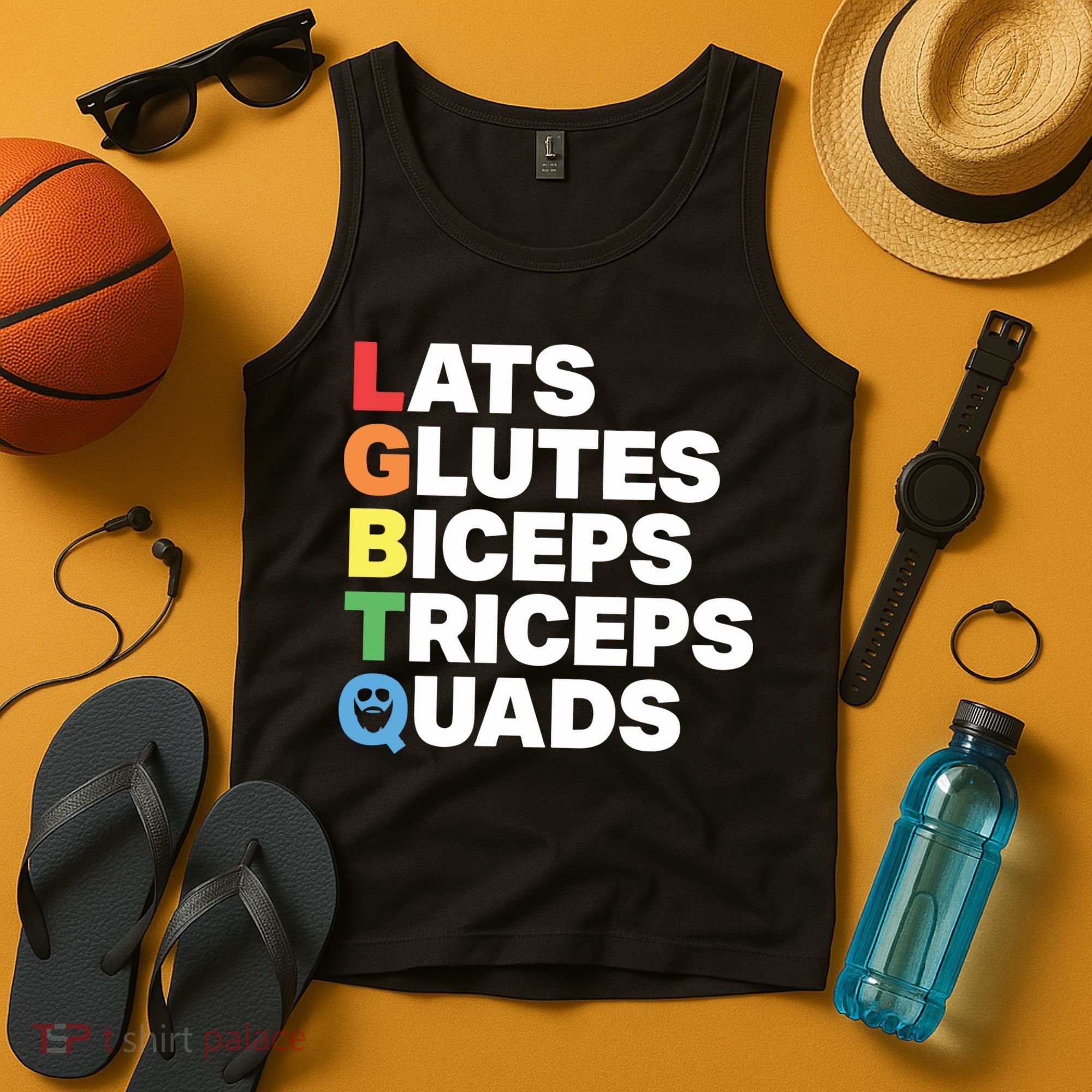 Muscle Alphabet Lats Glutes Biceps Triceps Quads Lgbtq Tank Top