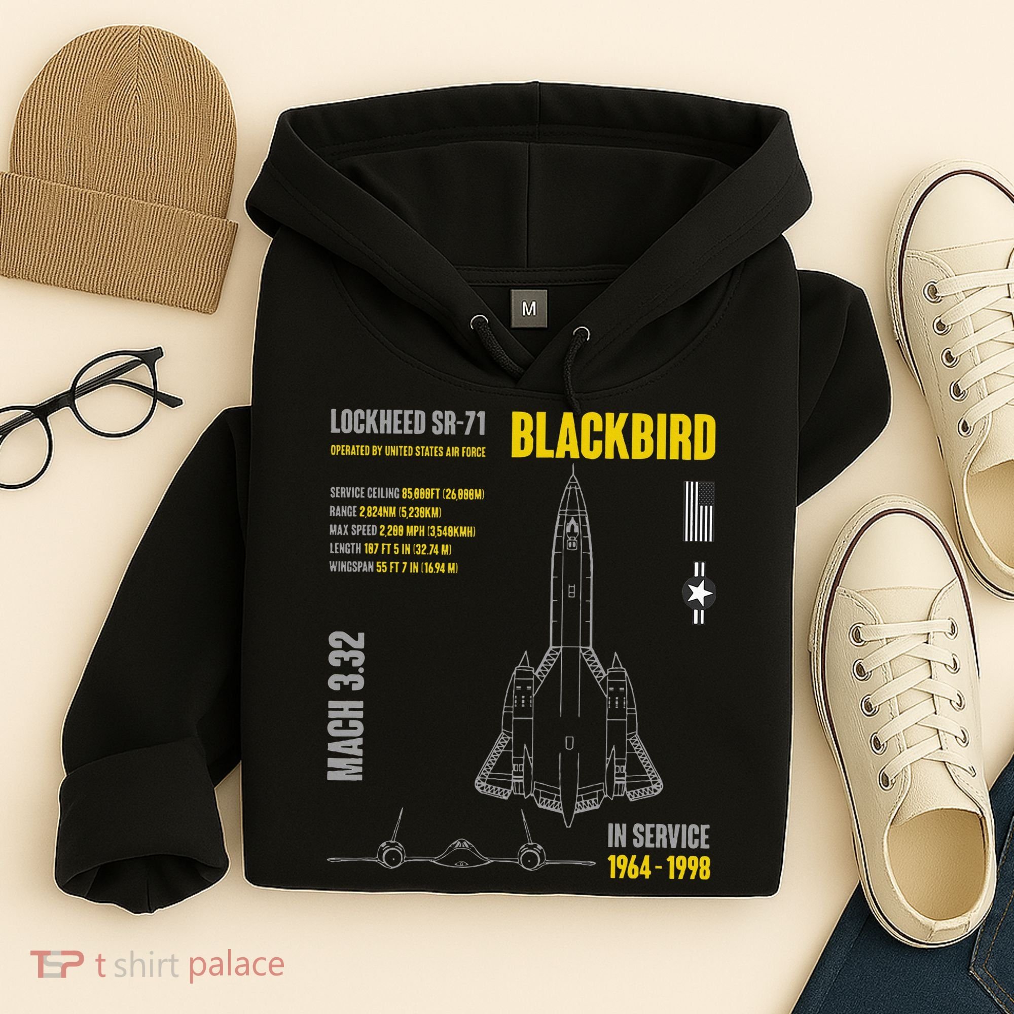 Military Aircraft Lockheed Sr71 Blackbird Usaf Hoodie