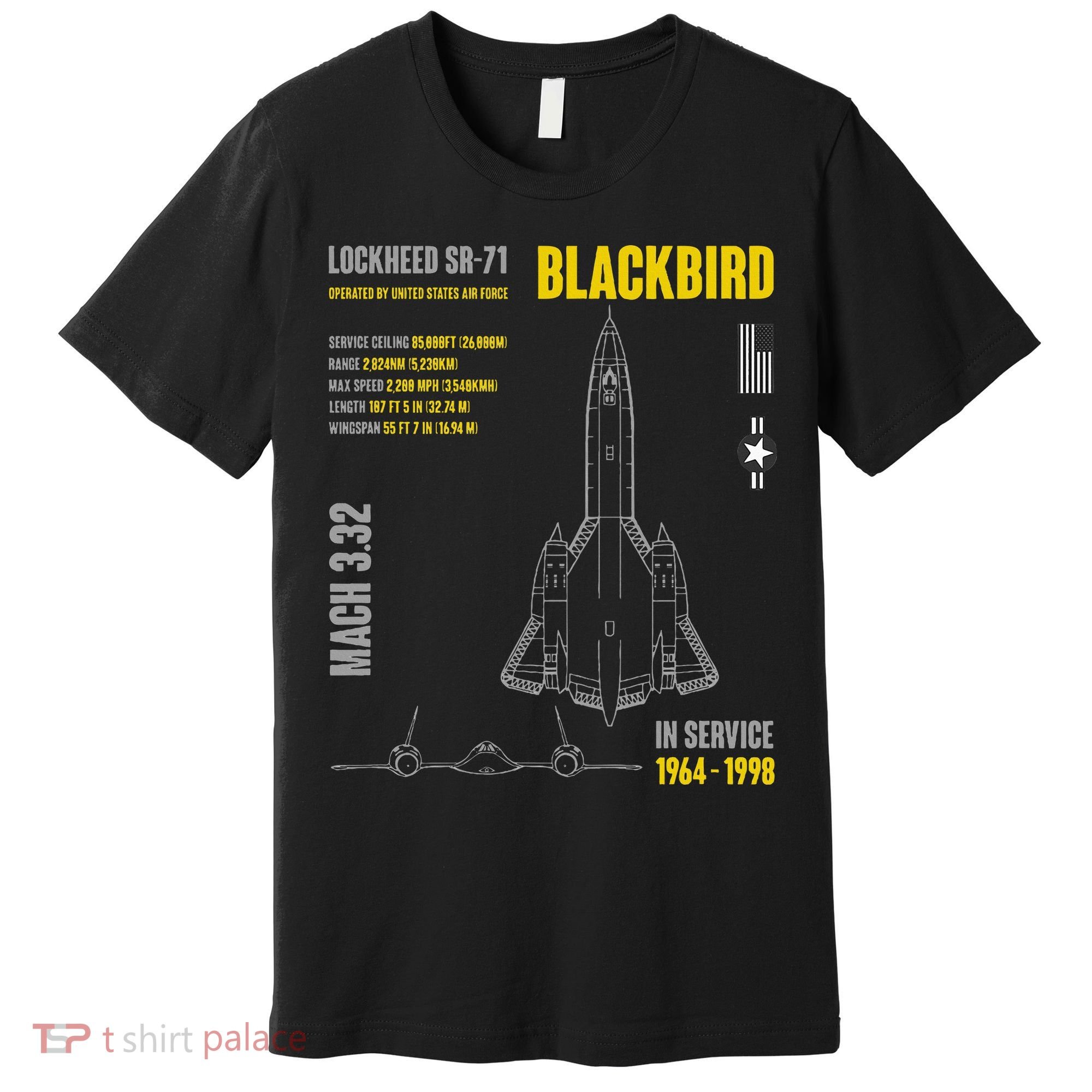 Military Aircraft Lockheed Sr71 Blackbird Usaf Premium T-Shirt