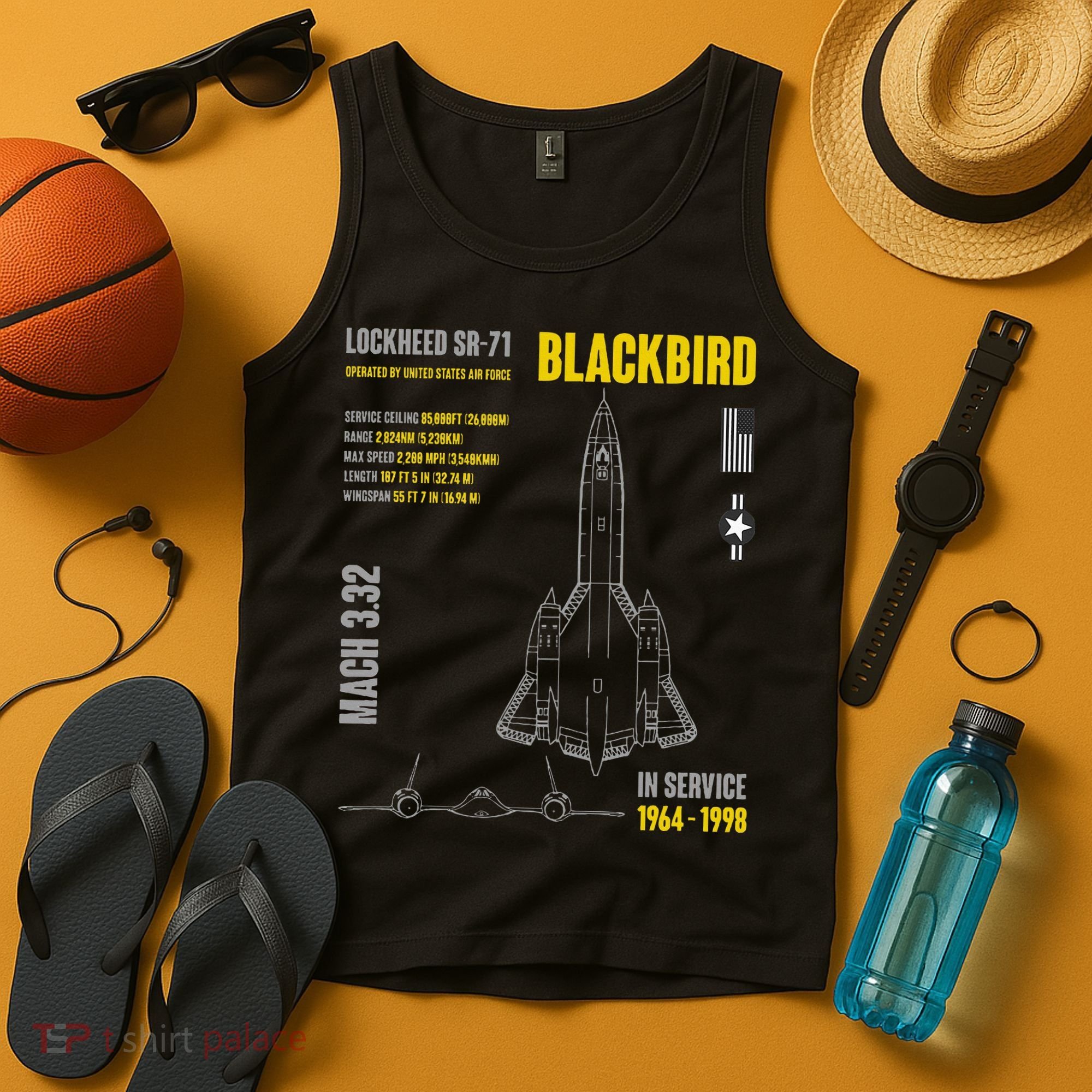 Military Aircraft Lockheed Sr71 Blackbird Usaf Tank Top