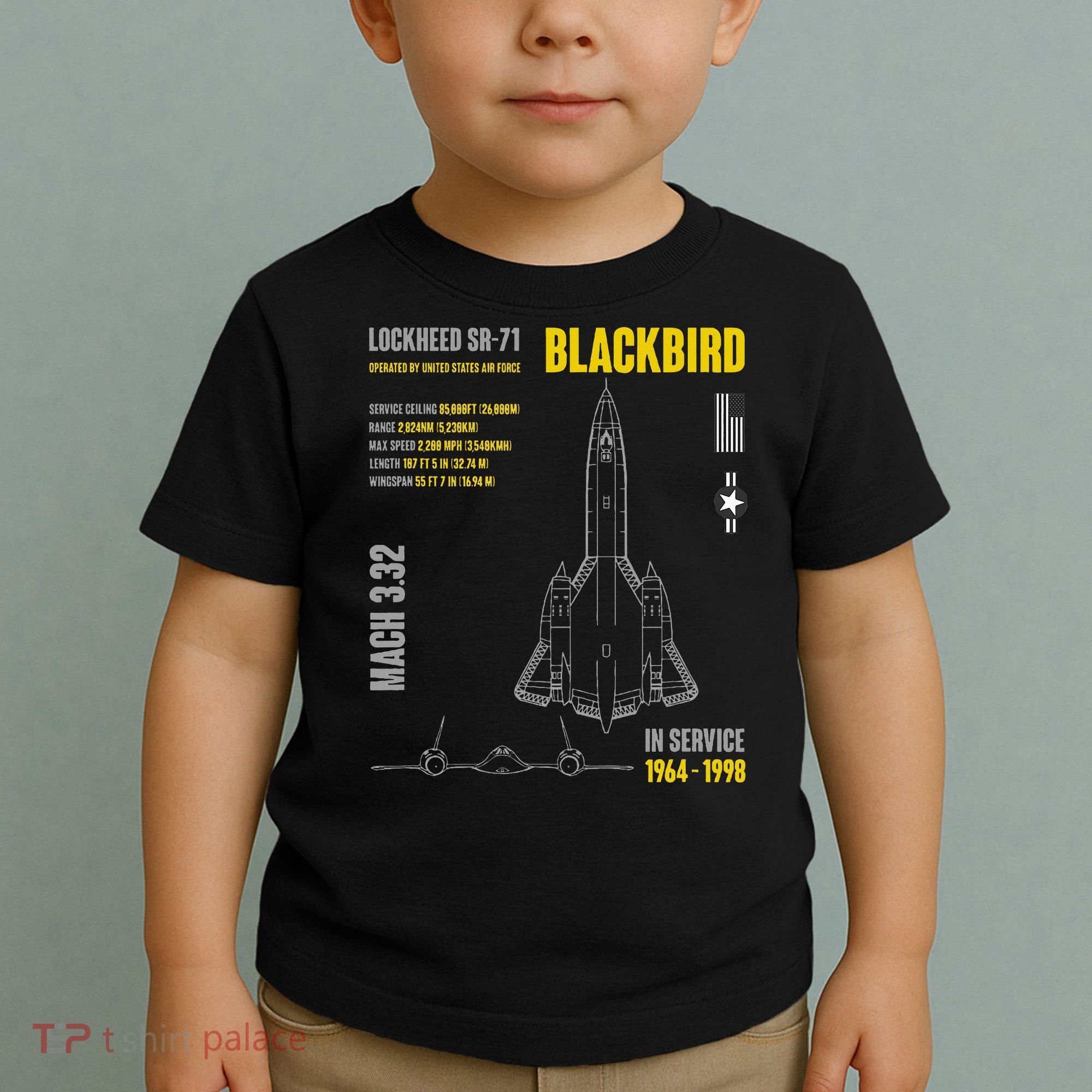 Military Aircraft Lockheed Sr71 Blackbird Usaf Toddler T-Shirt