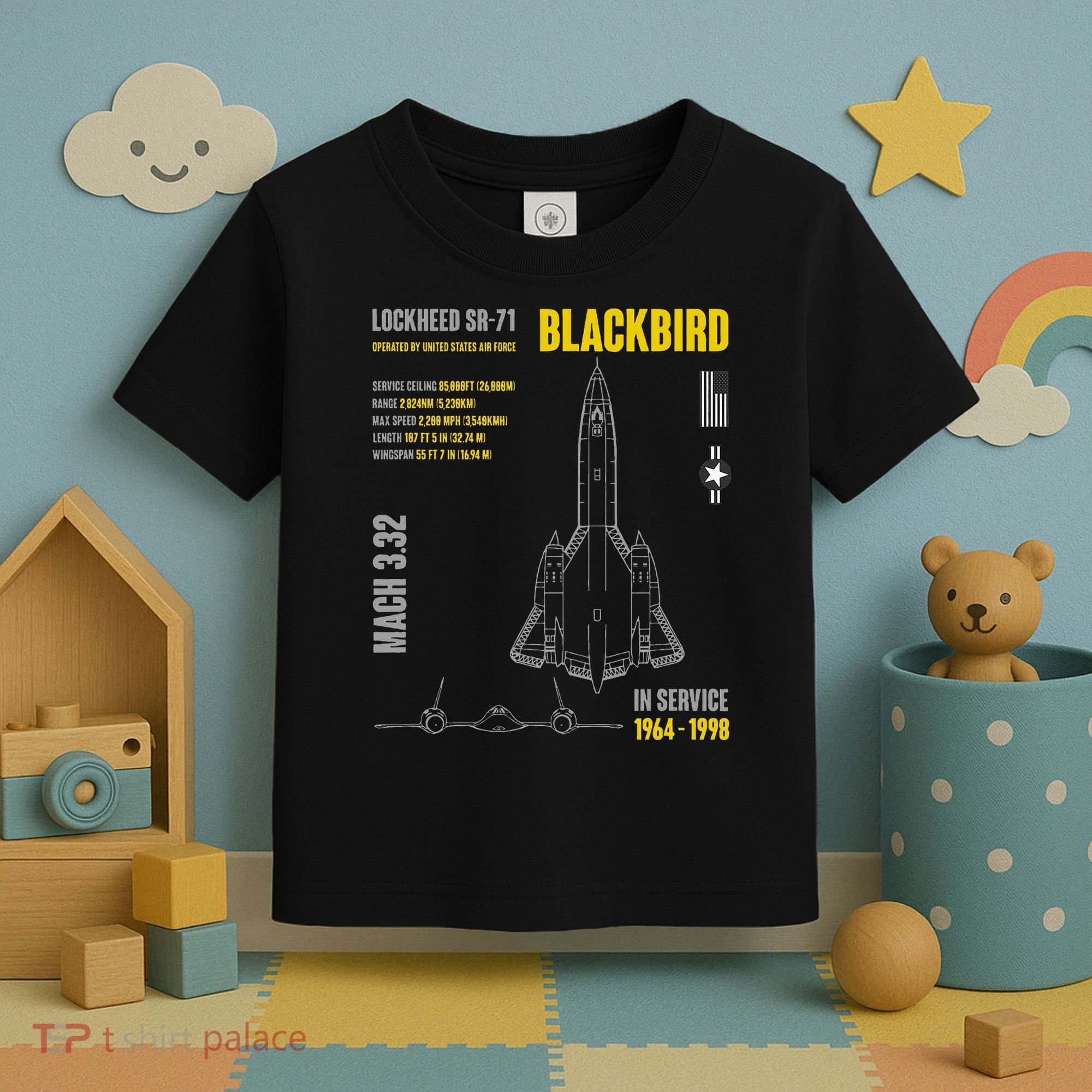Military Aircraft Lockheed Sr71 Blackbird Usaf Toddler T-Shirt