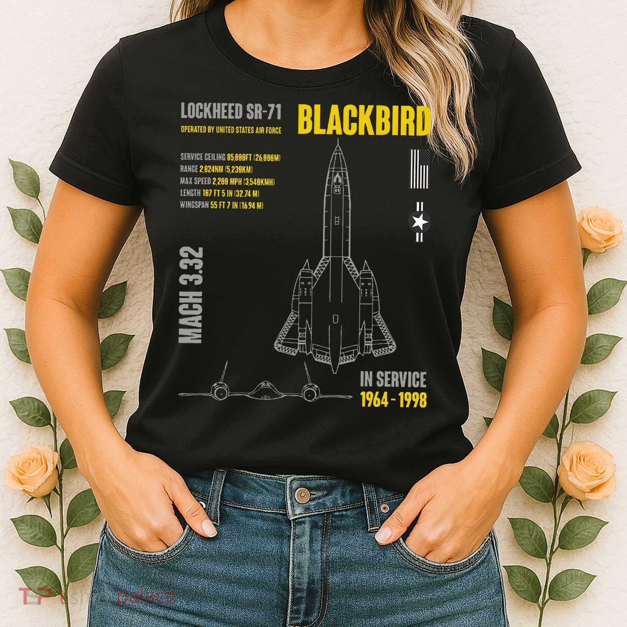 Military Aircraft Lockheed Sr71 Blackbird Usaf Women's T-Shirt