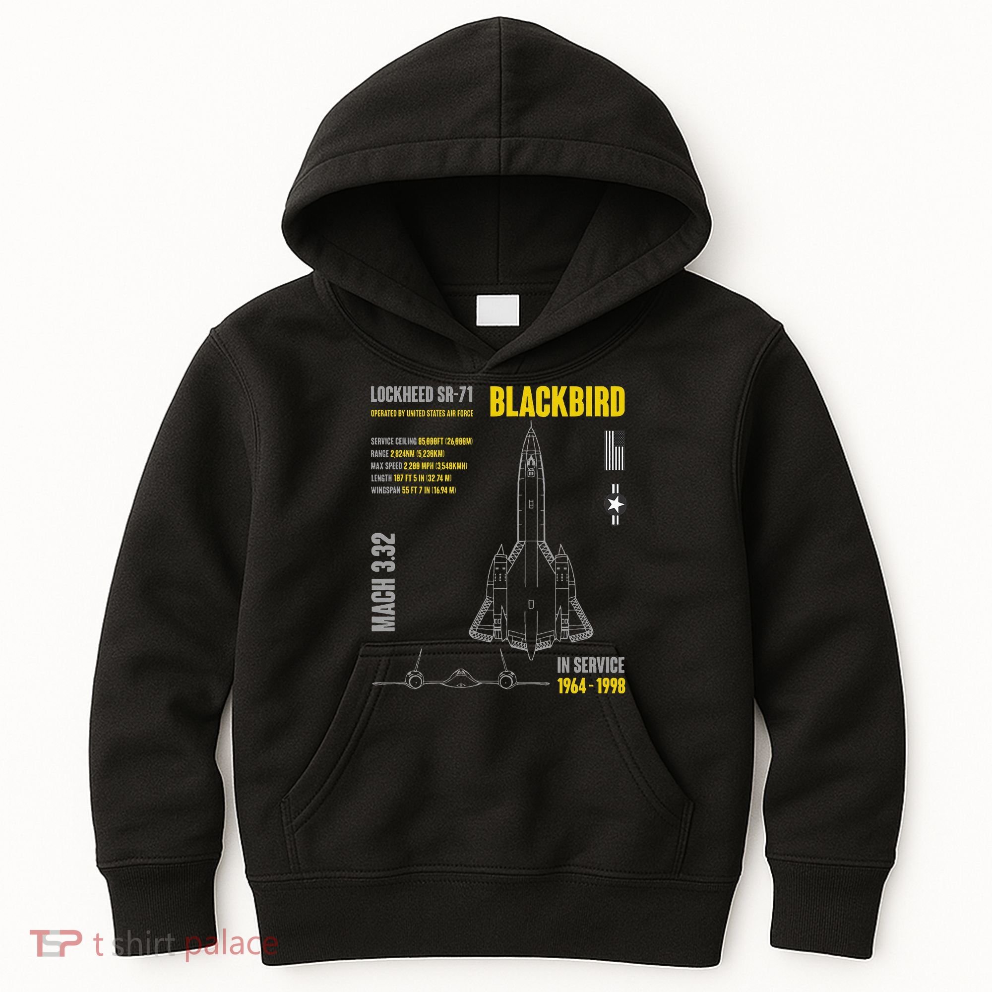 Military Aircraft Lockheed Sr71 Blackbird Usaf Kids Hoodie