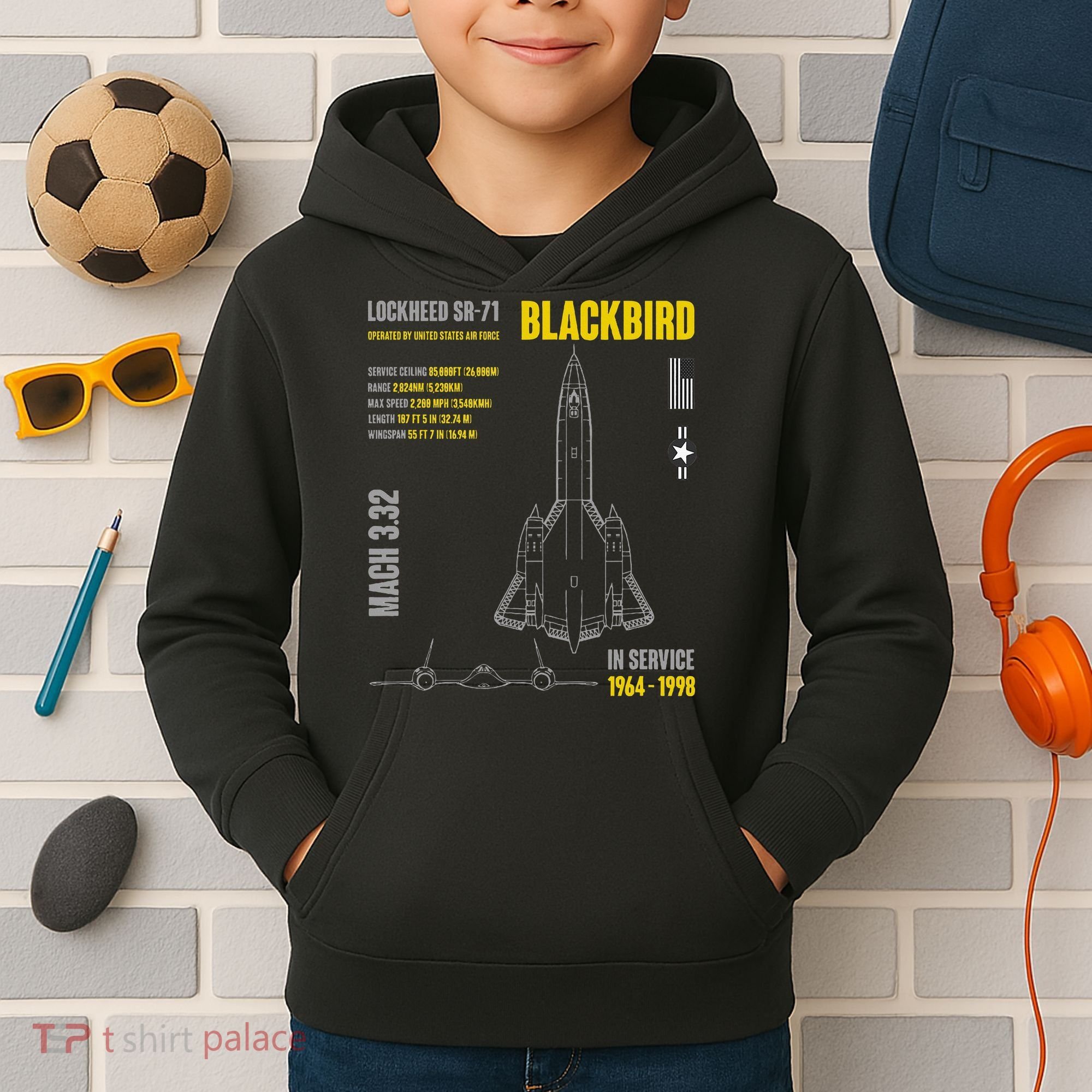 Military Aircraft Lockheed Sr71 Blackbird Usaf Kids Hoodie