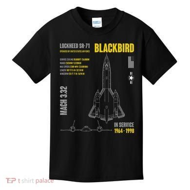 Military Aircraft Lockheed Sr71 Blackbird Usaf Kids T-Shirt