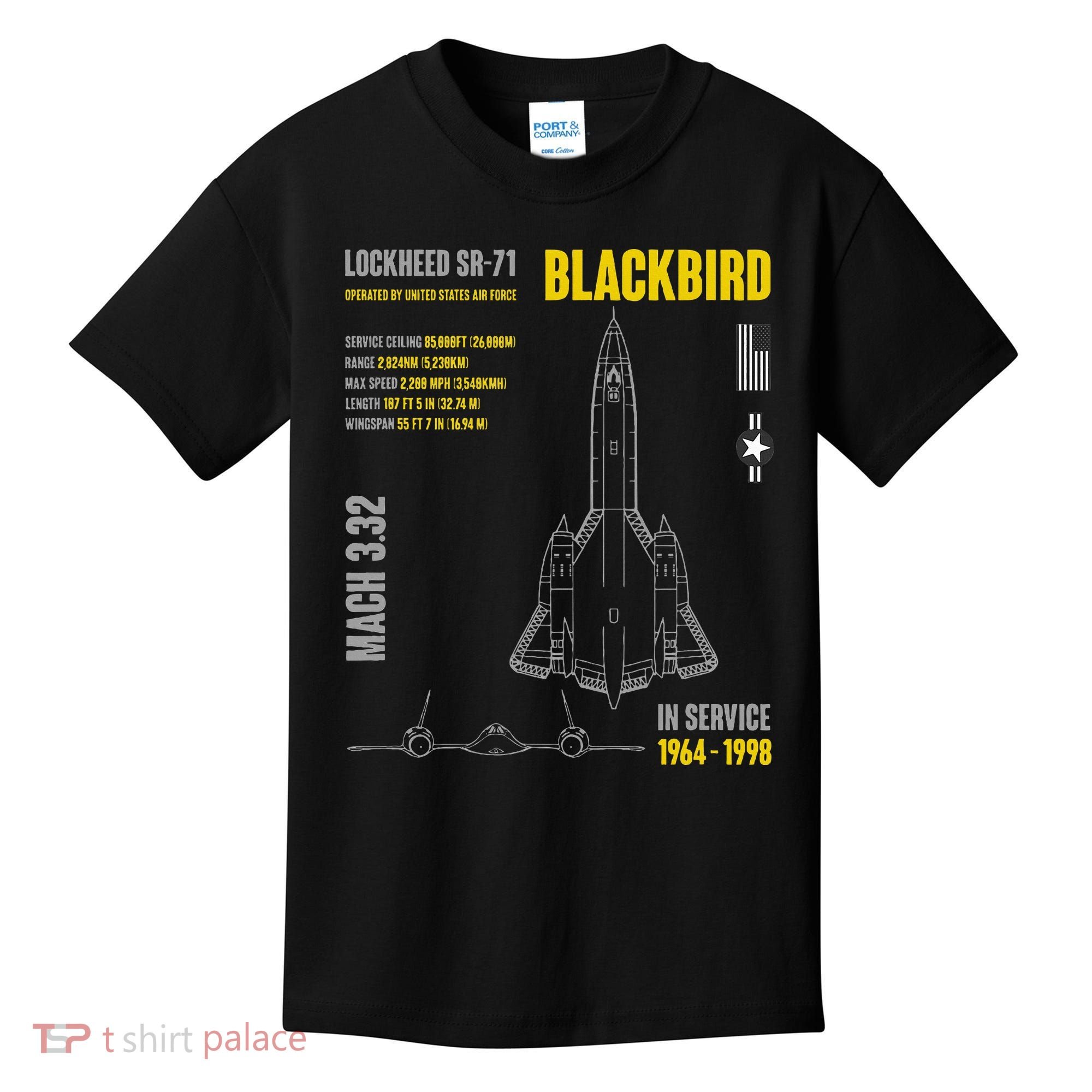 Military Aircraft Lockheed Sr71 Blackbird Usaf Kids T-Shirt
