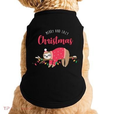 Merry And Lazy Christmas Cute Sloth Doggie Tank