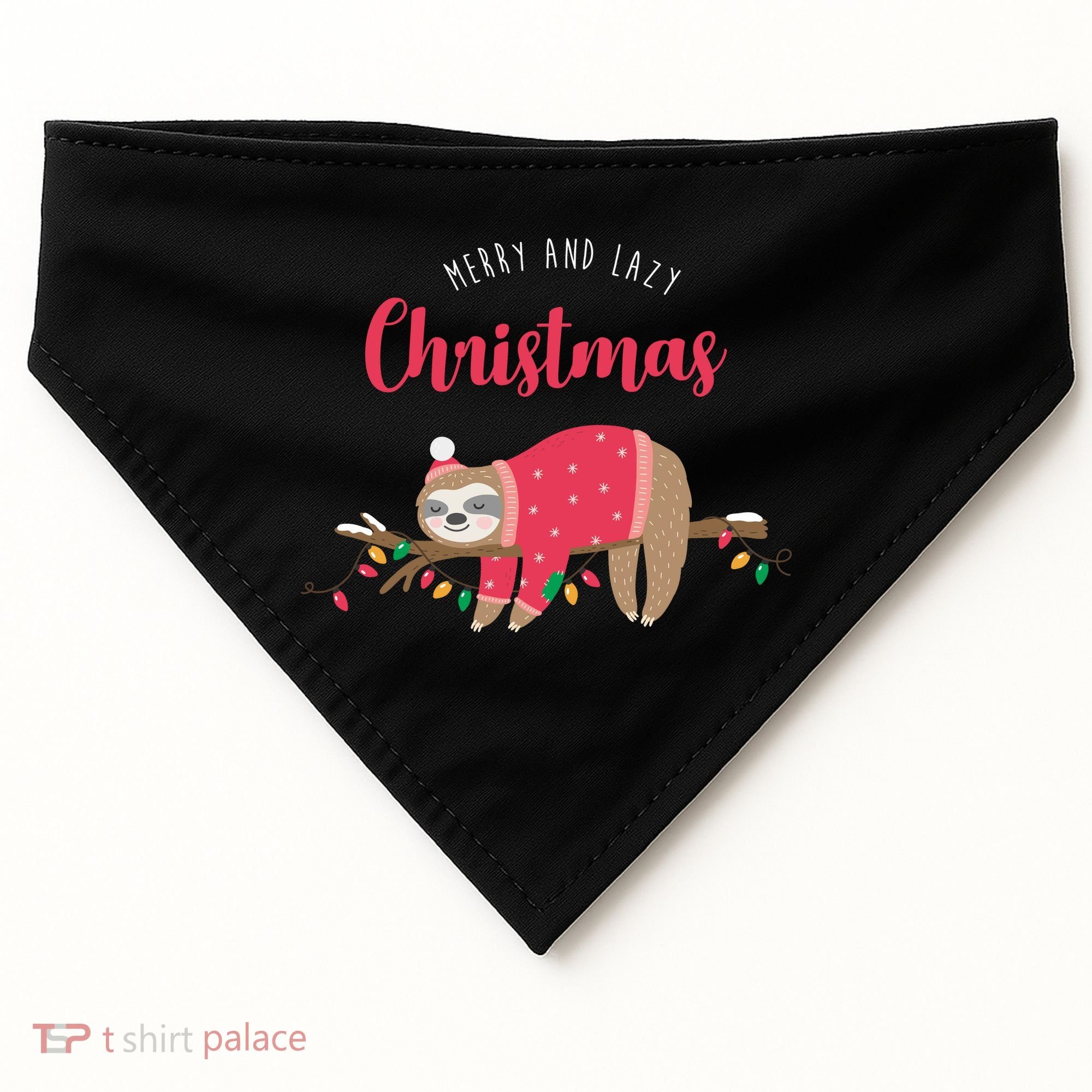 Merry And Lazy Christmas Cute Sloth USA-Made Doggie Bandana