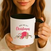 Merry And Lazy Christmas Cute Sloth Coffee Mug thumb 3
