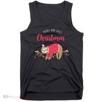Merry And Lazy Christmas Cute Sloth Tank Top thumb 0
