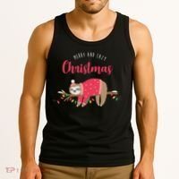 Merry And Lazy Christmas Cute Sloth Tank Top thumb 3