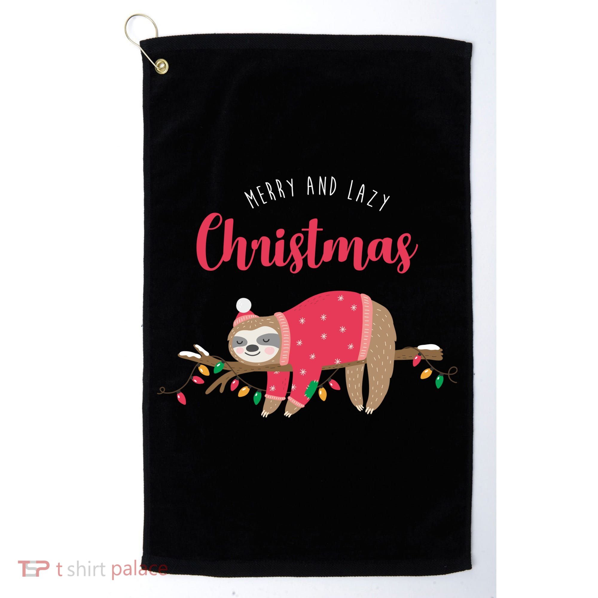 Merry And Lazy Christmas Cute Sloth Golf Towel