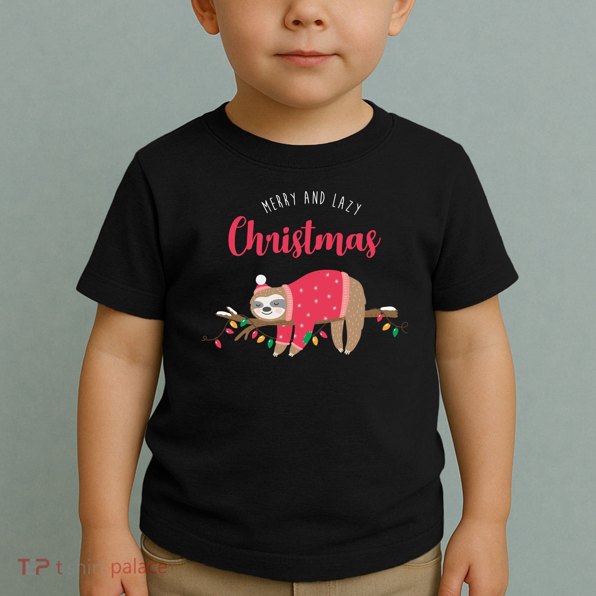 Merry And Lazy Christmas Cute Sloth Toddler T-Shirt