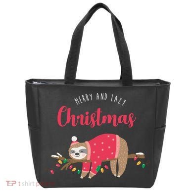 Merry And Lazy Christmas Cute Sloth Tote Bag